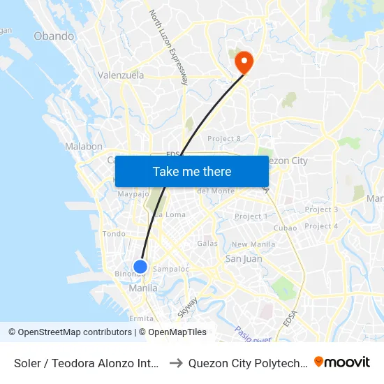 Soler / Teodora Alonzo Intersection, Manila to Quezon City Polytechnic University map