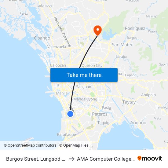 Burgos Street, Lungsod Ng Pasay to AMA Computer College Fairview map