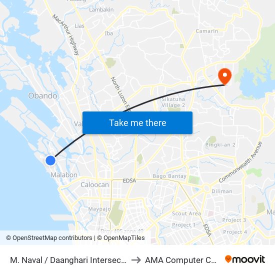M. Naval / Daanghari Intersection, City Of Navotas to AMA Computer College Fairview map