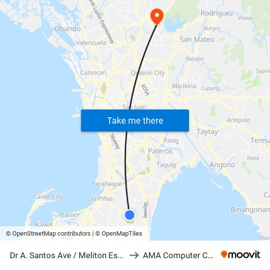 Dr A. Santos Ave / Meliton Espiritu, Parañaque City to AMA Computer College Fairview map
