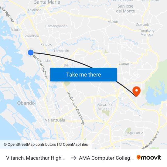 Vitarich, Macarthur Highway, Marilao to AMA Computer College Fairview map