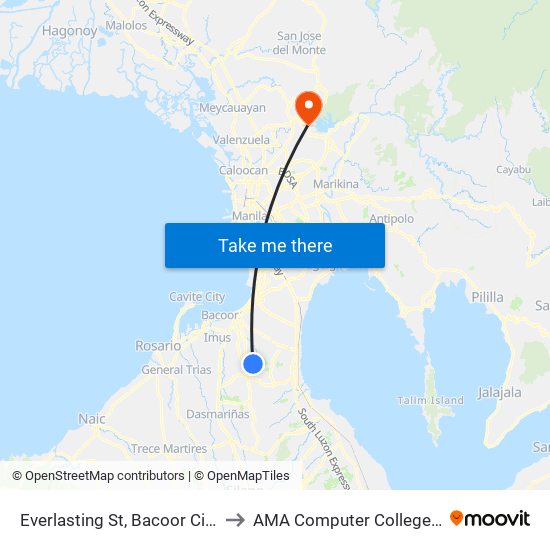 Everlasting St, Bacoor City, Manila to AMA Computer College Fairview map