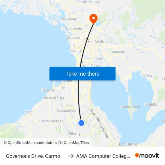 Governor's Drive, Carmona, Manila to AMA Computer College Fairview map