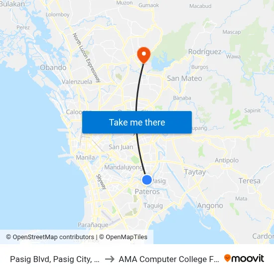 Pasig Blvd, Pasig City, Manila to AMA Computer College Fairview map
