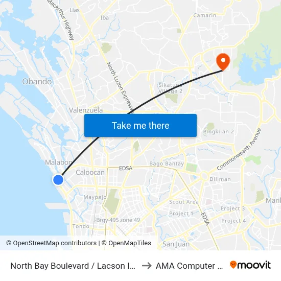 North Bay Boulevard / Lacson Intersection, City Of Navotas to AMA Computer College Fairview map