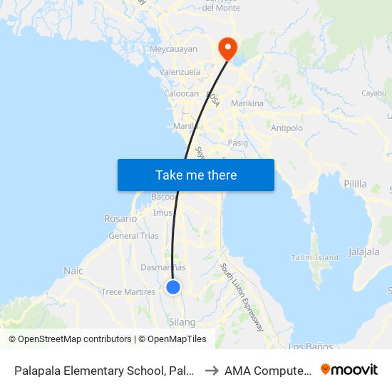 Palapala Elementary School, Pala-Pala Rd, Dasmariñas City, Manila to AMA Computer College Fairview map