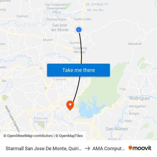 Starmall San Jose De Monte, Quirino Highway, City Of San Jose Del Monte to AMA Computer College Fairview map