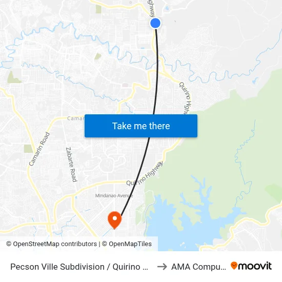 Pecson Ville Subdivision / Quirino Highway Intersection, City Of San Jose Del Monte to AMA Computer College Fairview map