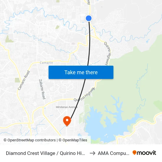 Diamond Crest Village / Quirino Highway Intersection, City Of San Jose Del Monte to AMA Computer College Fairview map