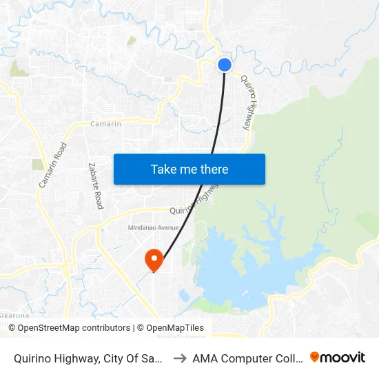 Quirino Highway, City Of San Jose Del Monte to AMA Computer College Fairview map