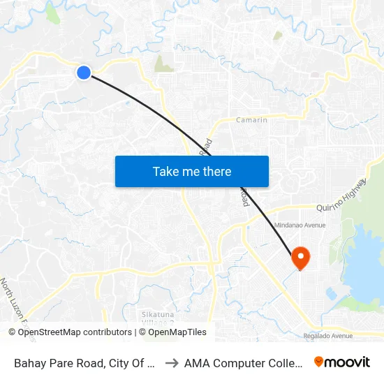 Bahay Pare Road, City Of Meycauayan to AMA Computer College Fairview map