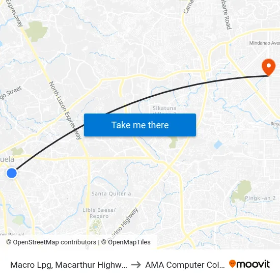Macro Lpg, Macarthur Highway, Valenzuela City to AMA Computer College Fairview map