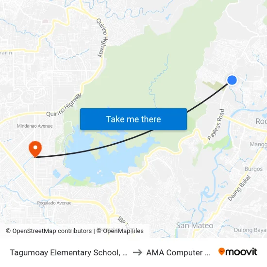 Tagumoay Elementary School, Mayon Avenue, Rodriguez to AMA Computer College Fairview map