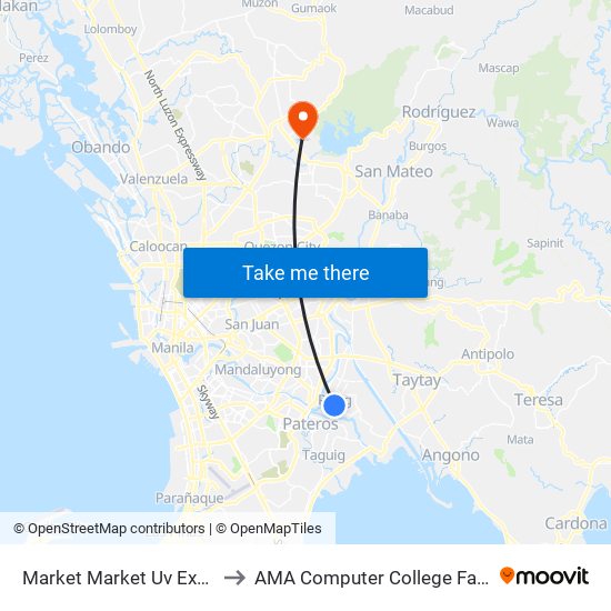 Market Market Uv Express to AMA Computer College Fairview map