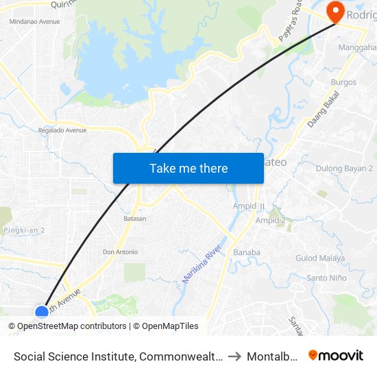 Social Science Institute, Commonwealth Avenue, Quezon City to Montalban, Rizal map
