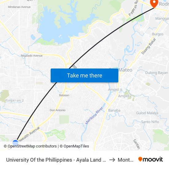 University Of the Phillippines - Ayala Land Technohub, Commonwealth Avenue, Quezon City to Montalban, Rizal map