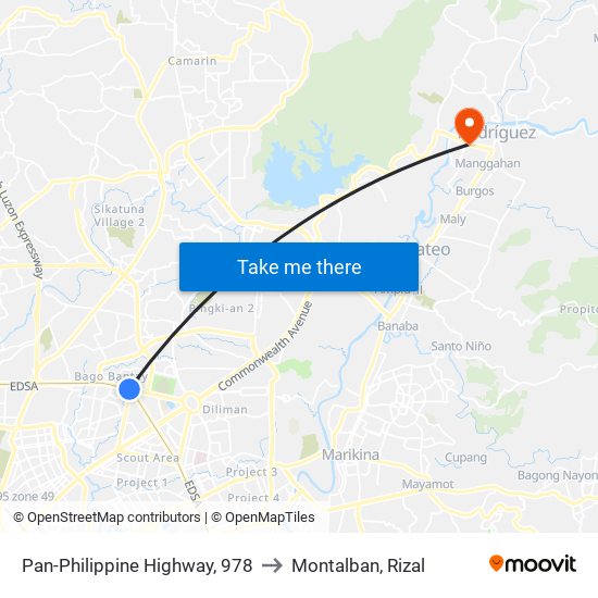 Pan-Philippine Highway, 978 to Montalban, Rizal map