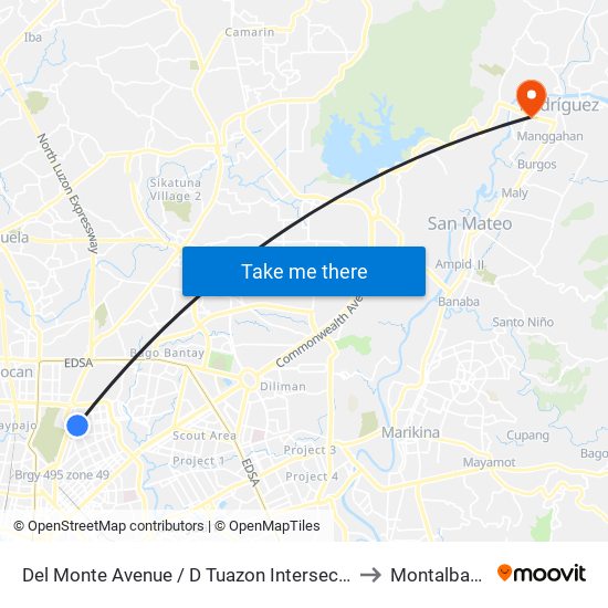 Del Monte Avenue / D Tuazon Intersection, Quezon City to Montalban, Rizal map