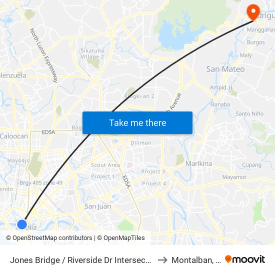 Jones Bridge / Riverside Dr Intersection, Manila to Montalban, Rizal map
