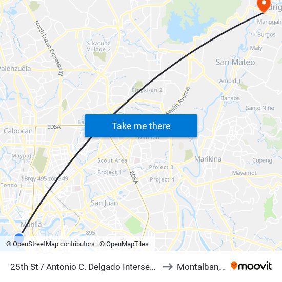 25th St / Antonio C. Delgado Intersection, Manila to Montalban, Rizal map