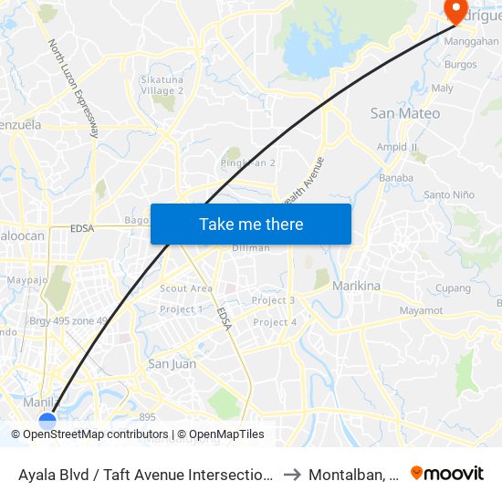 Ayala Blvd / Taft Avenue Intersection, Manila to Montalban, Rizal map