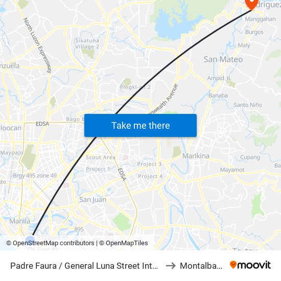Padre Faura / General Luna Street Intersection, Manila to Montalban, Rizal map