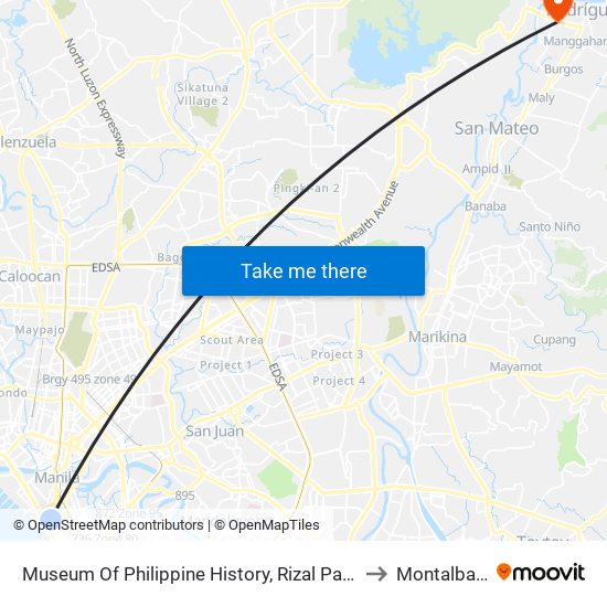 Museum Of Philippine History, Rizal Park, T.M. Kalaw, Manila to Montalban, Rizal map