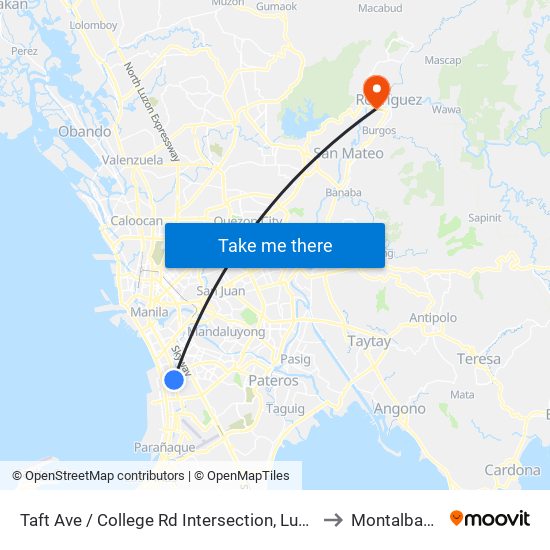 Taft Ave / College Rd Intersection, Lungsod Ng Pasay to Montalban, Rizal map