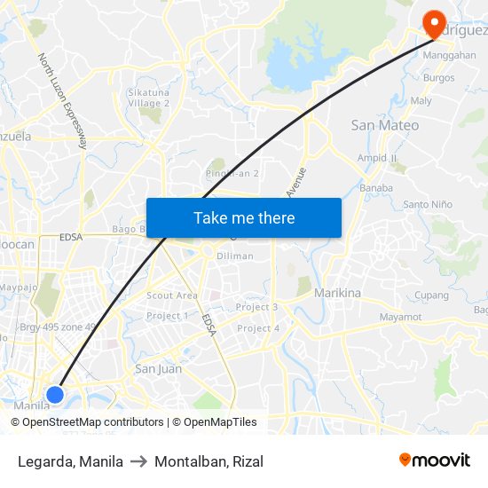 Legarda, Manila to Montalban, Rizal map
