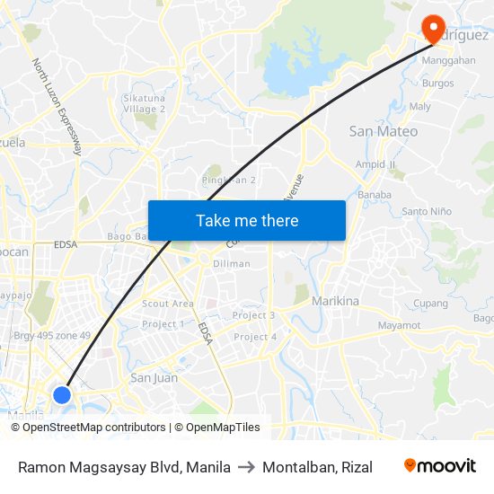 Ramon Magsaysay Blvd, Manila to Montalban, Rizal map
