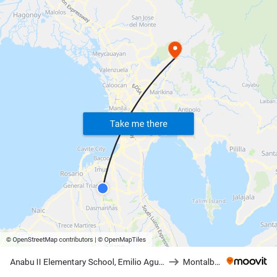 Anabu II Elementary School, Emilio Aguinaldo Hwy, Imus, Manila to Montalban, Rizal map