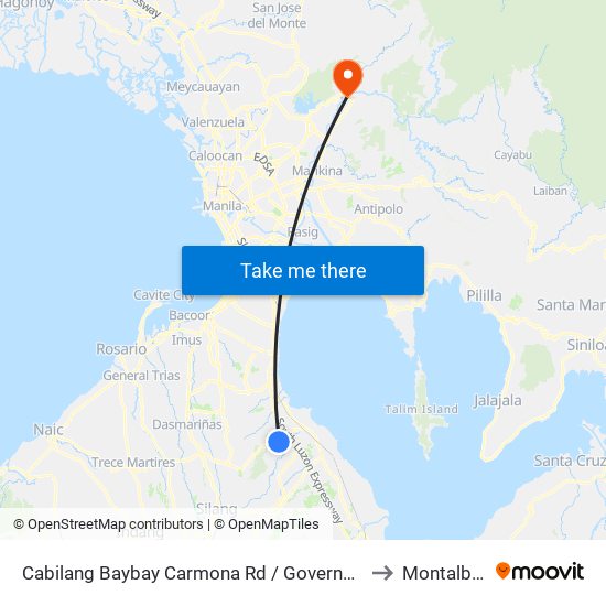Cabilang Baybay Carmona Rd / Governor's Drive, Carmona, Manila to Montalban, Rizal map