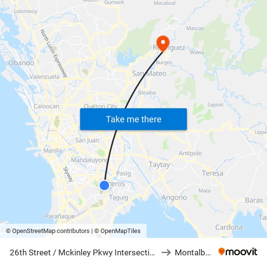 26th Street / Mckinley Pkwy Intersection, Taguig City, Manila to Montalban, Rizal map