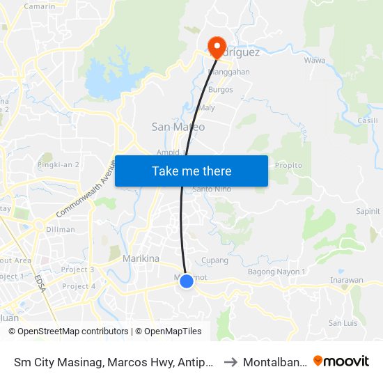 Sm City Masinag, Marcos Hwy, Antipolo City, Manila to Montalban, Rizal map