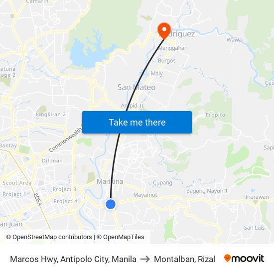 Marcos Hwy, Antipolo City, Manila to Montalban, Rizal map