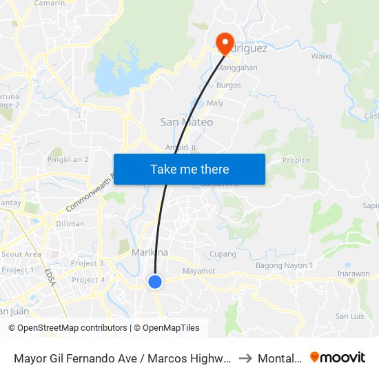 Mayor Gil Fernando Ave / Marcos Highway Intersection, Marikina City, Manila to Montalban, Rizal map