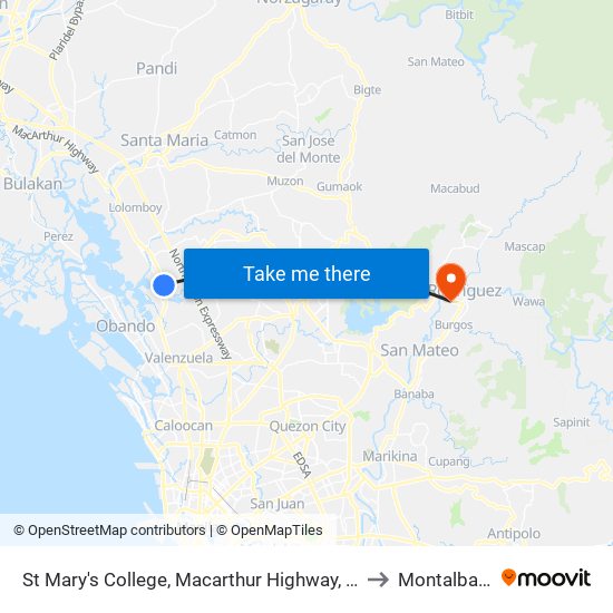 St Mary's College, Macarthur Highway, City Of Meycauayan to Montalban, Rizal map