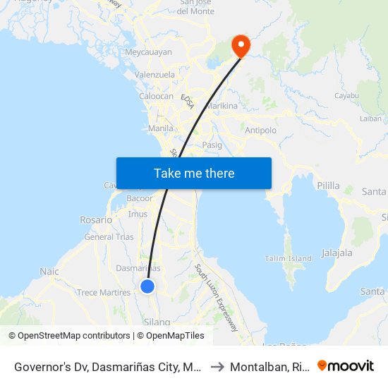 Governor's Dv, Dasmariñas City, Manila to Montalban, Rizal map