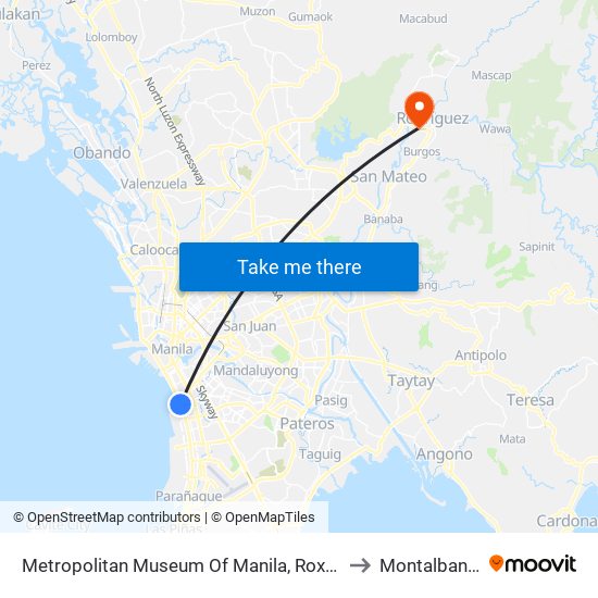 Metropolitan Museum Of Manila, Roxas Blvd, Manila to Montalban, Rizal map