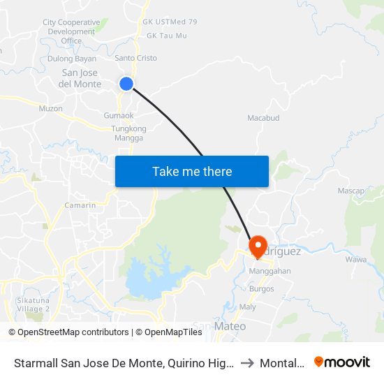 Starmall San Jose De Monte, Quirino Highway, City Of San Jose Del Monte to Montalban, Rizal map