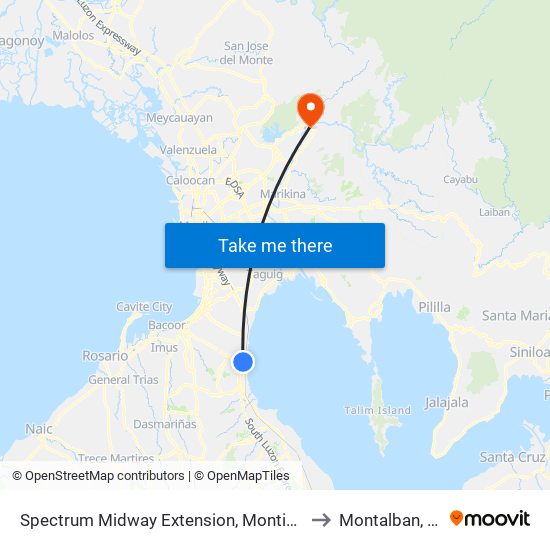 Spectrum Midway Extension, Montinlupa City to Montalban, Rizal map