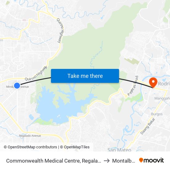 Commonwealth Medical Centre, Regalado Highway, Quezon City to Montalban, Rizal map