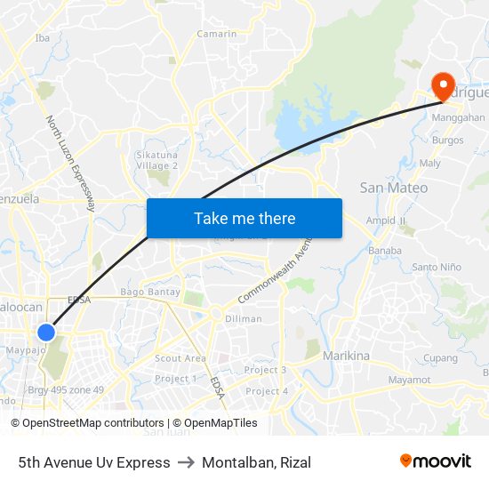 5th Avenue Uv Express to Montalban, Rizal map