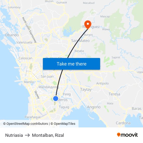 Nutriasia to Montalban, Rizal map