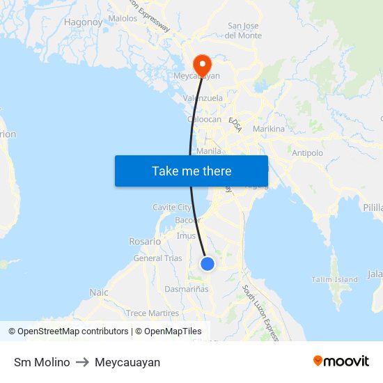 Sm Molino to Meycauayan map