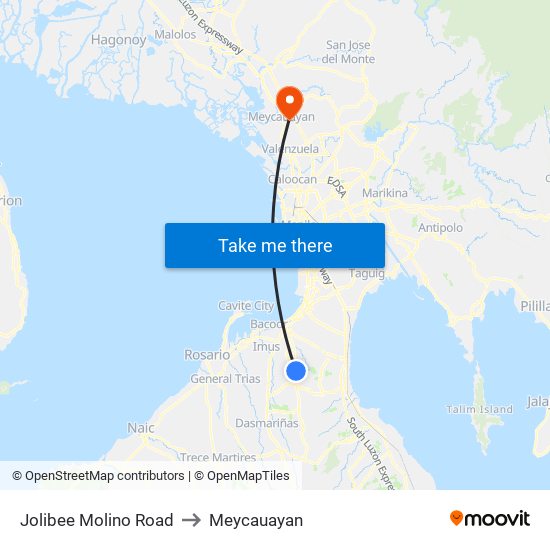 Jolibee Molino Road to Meycauayan map