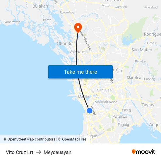 Vito Cruz Lrt to Meycauayan map