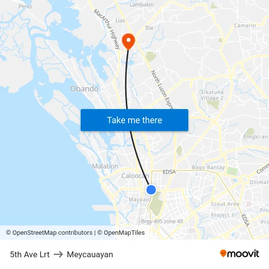 5th Ave Lrt to Meycauayan map