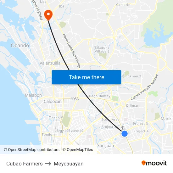 Cubao Farmers to Meycauayan map