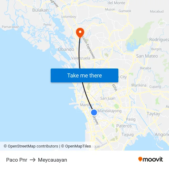 Paco Pnr to Meycauayan map